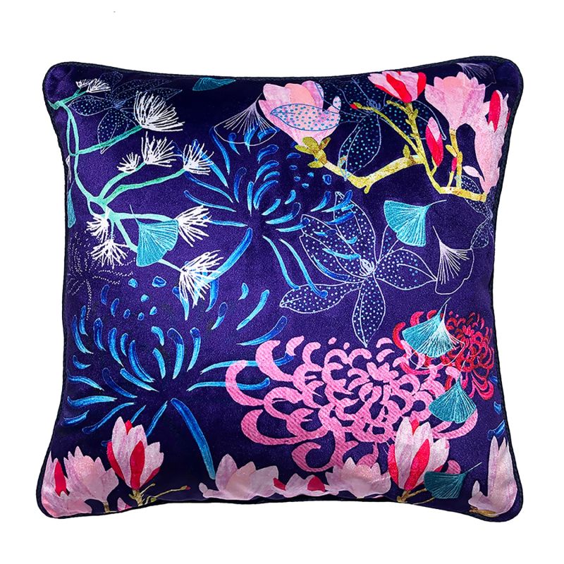 Midnight Florals Velvet Cushion image