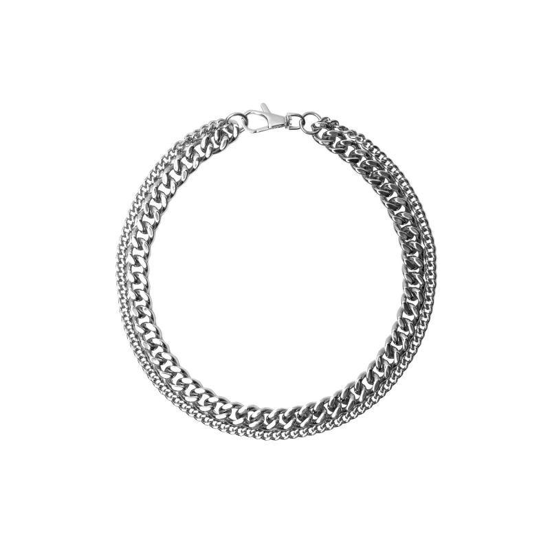 Dual Choker Chain Necklace | Silver image