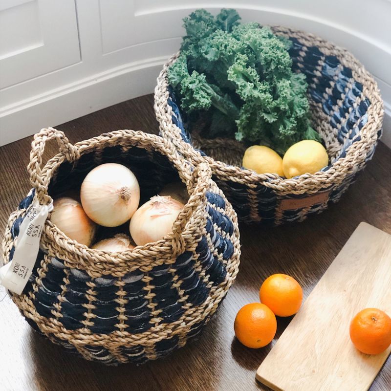 Daya Denim Foldable Basket - Set of 2 image