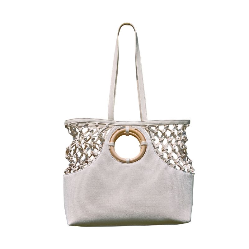 Oasis Hand-Knotted Tote Bag In Beige image