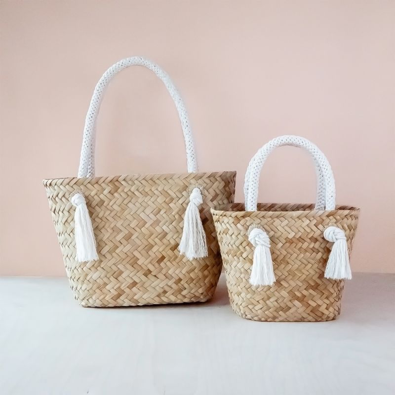 Oat Small Classic Tote Bag With Braided Handles | LIKHÂ | Wolf & Badger