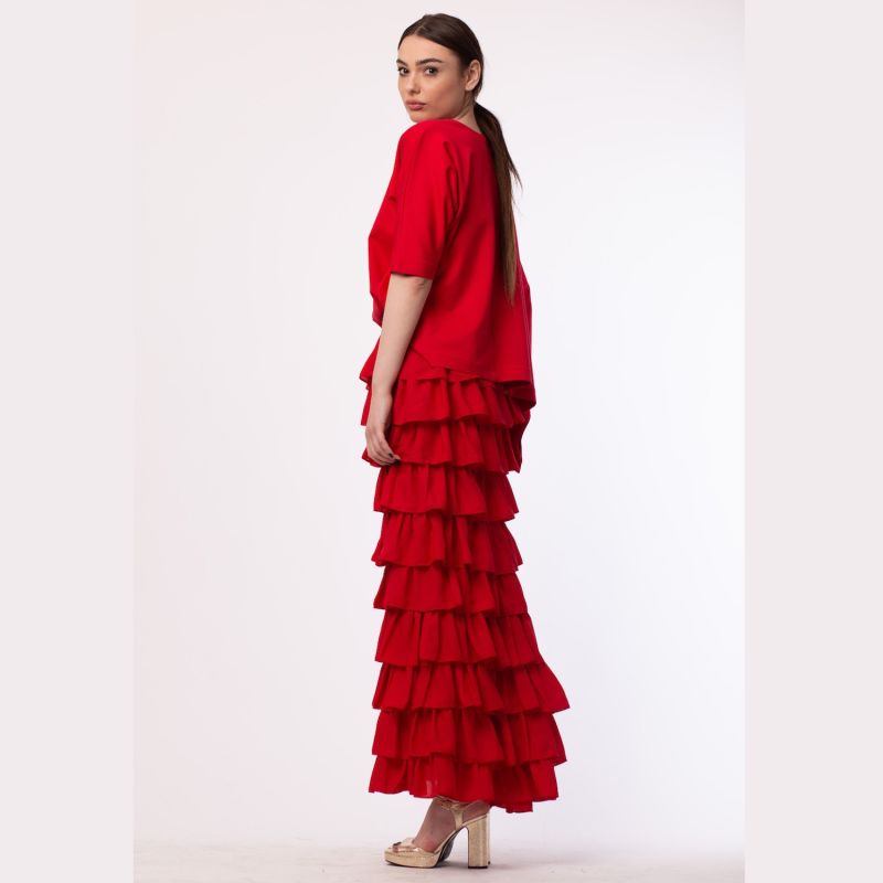 Red Veil Skirt With Adjustable Length image
