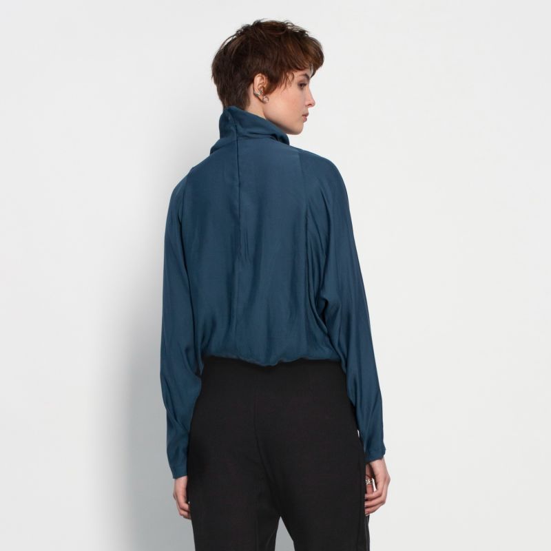 Oblique Draped Turtleneck Top by gaffer&fluf