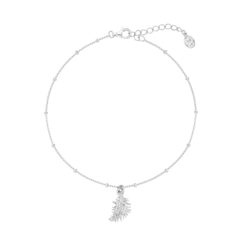 Sterling Silver Feather Charm Anklet image