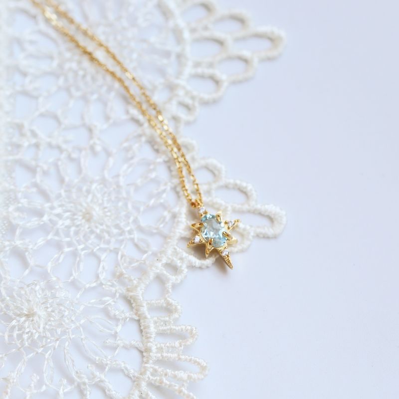 Ocean Star Aquamarine Yellow Gold Vermeil Necklace image