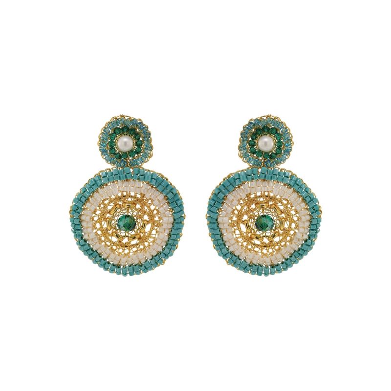 Ocean Teal Mix Ripples Handmade Crochet Earrings image