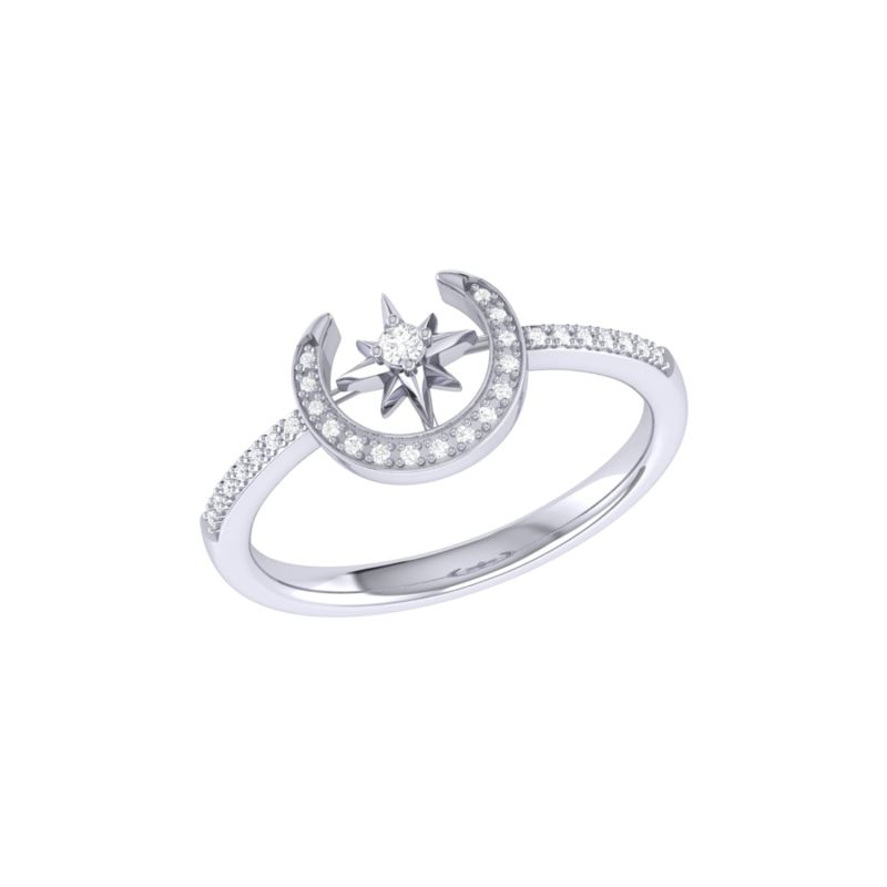 Crescent North Star Ring In Sterling Silver image