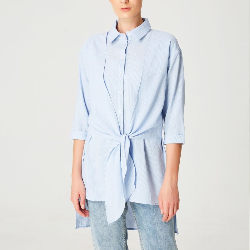 Long Shirt With Knotted Panels In Front image