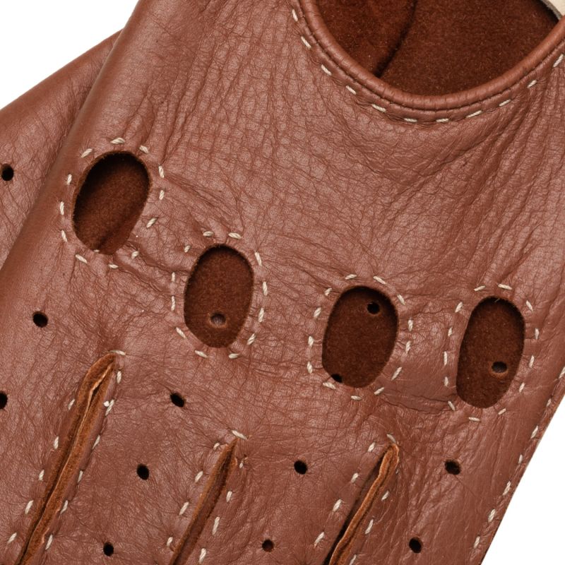 Rome - Men's Deerskin Driving Gloves In Camel & Creme image