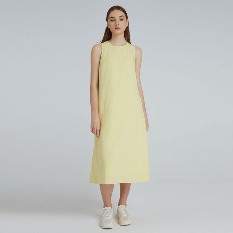 Odette Tencel™ Cut-Out Back Midi Dress In Lemon image