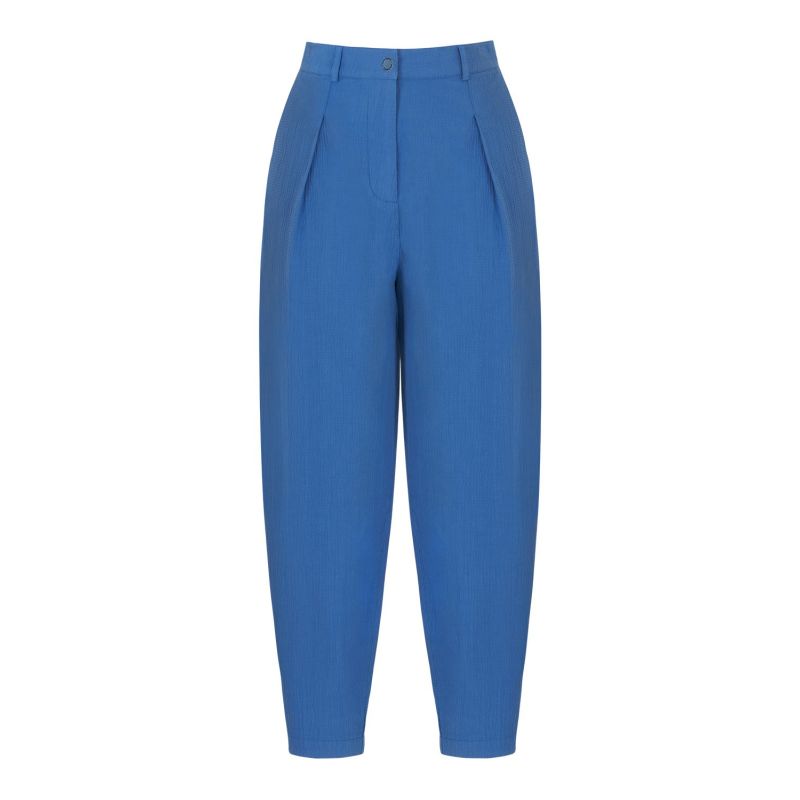 Blue Slouchy Pants With Darts image