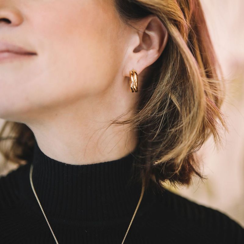 Knightsbridge Yellow Gold Vermeil Triple Hoop Earrings image