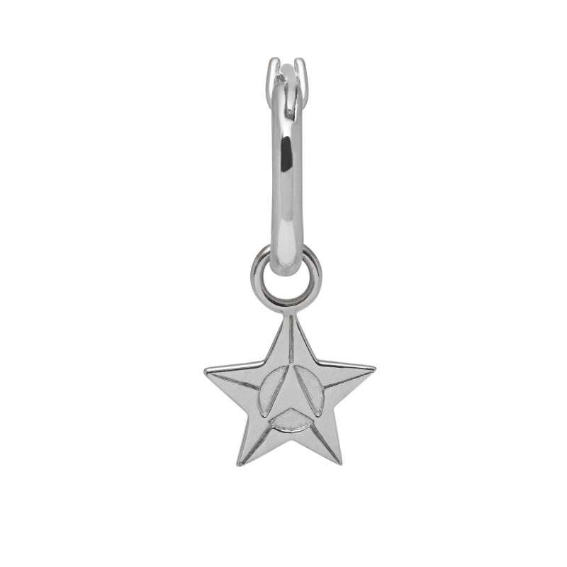 Logo Star Hoop Earring In Silver image