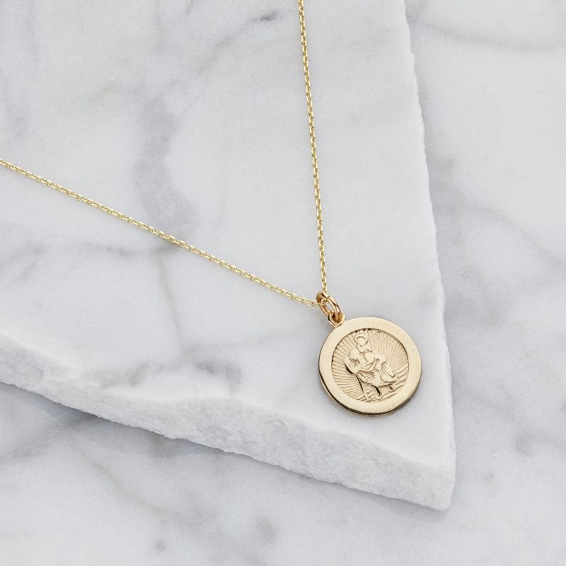 Small Round Gold St Christopher Pendant Necklace image