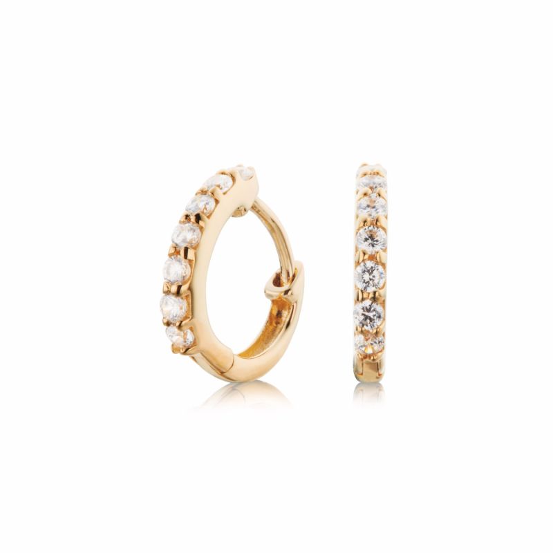 Small Gold Diamond Style Huggie Hoop Earrings image