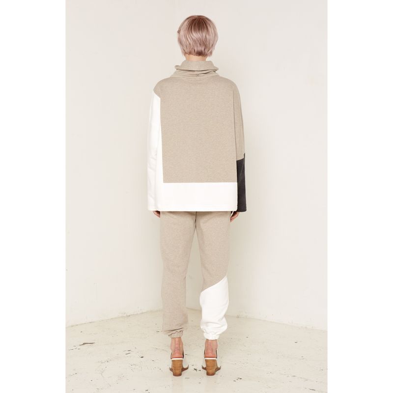 Turtleneck Neptun Jumper Beige In Organic Fleece Cotton image