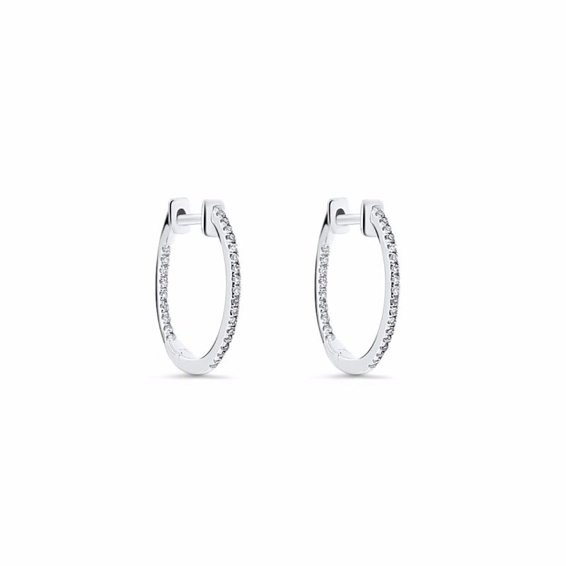 Small Diamond Hoops 18k White Gold image