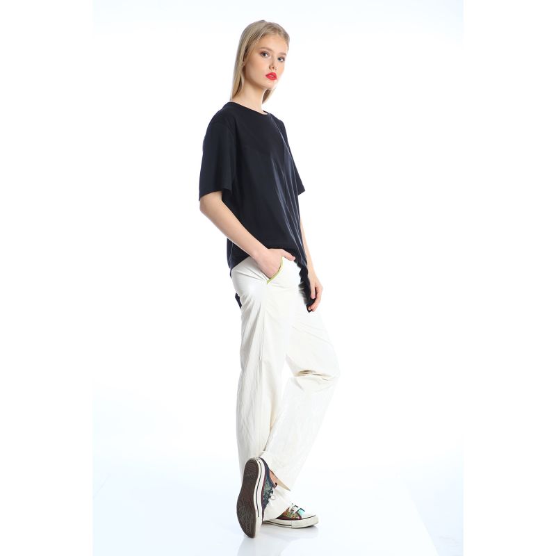 White Whet Look Trousers image