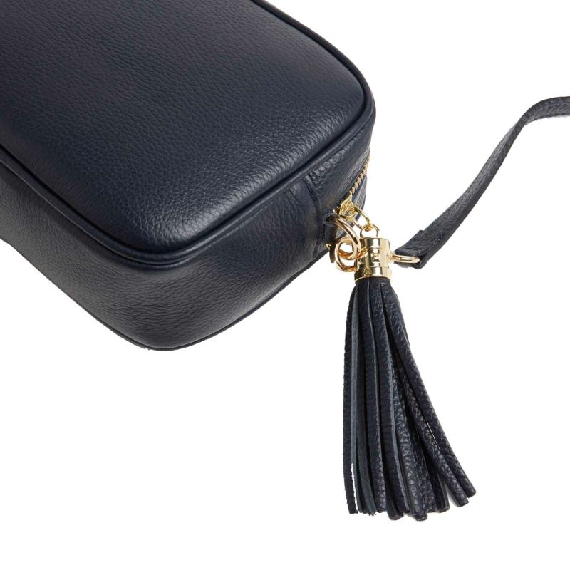 Verona Crossbody Tassel Bag In Navy With Nautical Strap image