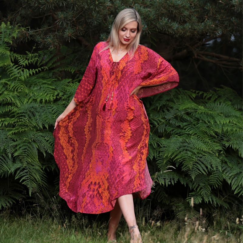 Kaa Tassel Raspberry Red Maxi Kaftan image