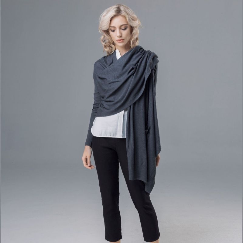 Avoir Charcoal Cashmere Silk Wrap Cardigan image