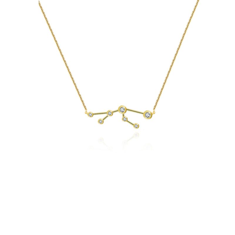 Taurus Zodiac Constellation Necklace 18K Yellow Gold & Diamond image