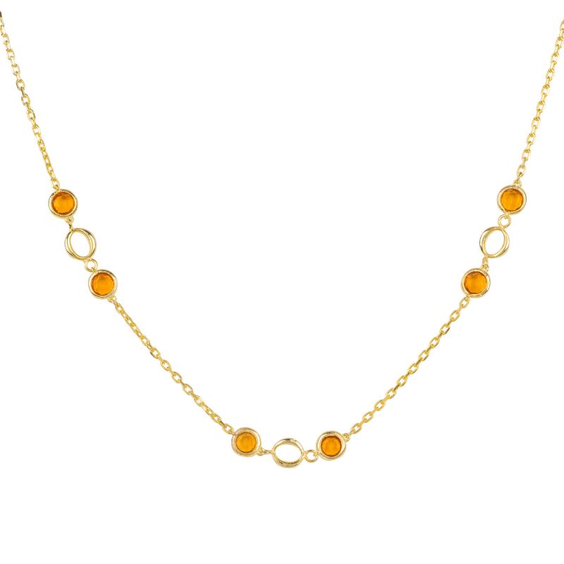 Milan Link Gemstone Necklace Gold Citrine image