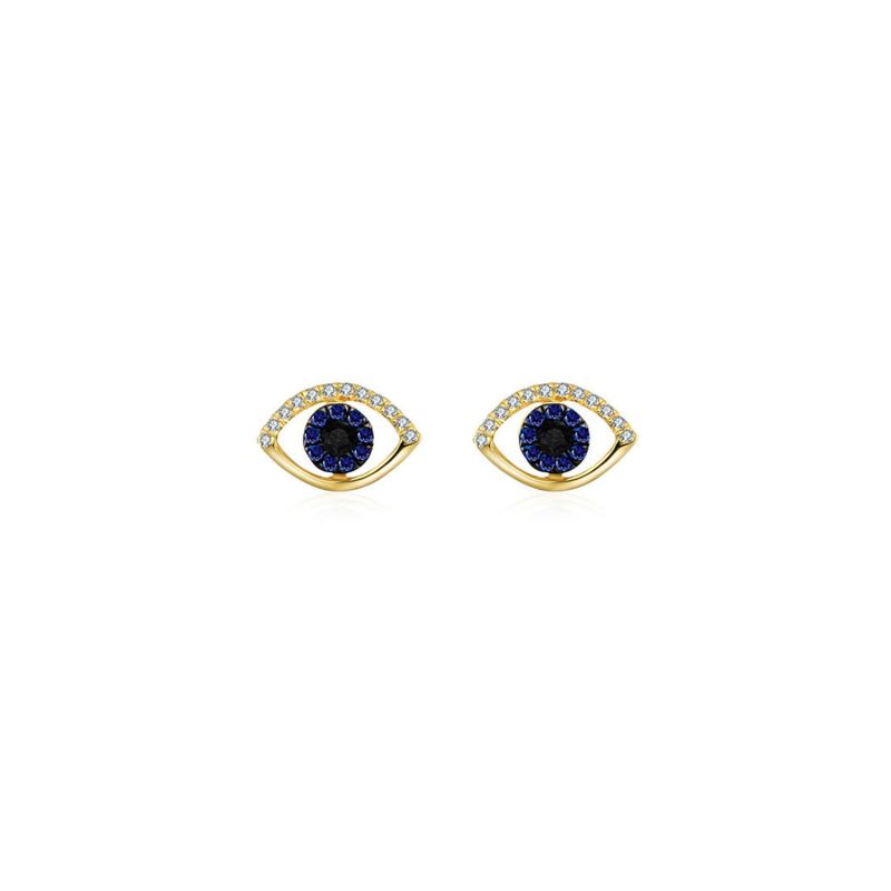 18K Yellow Gold Evil Eye Sapphire Diamond Earring image