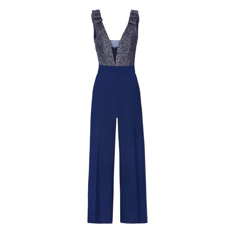 Olivia Boucle & Bow Detail Wide Leg Jumpsuit image