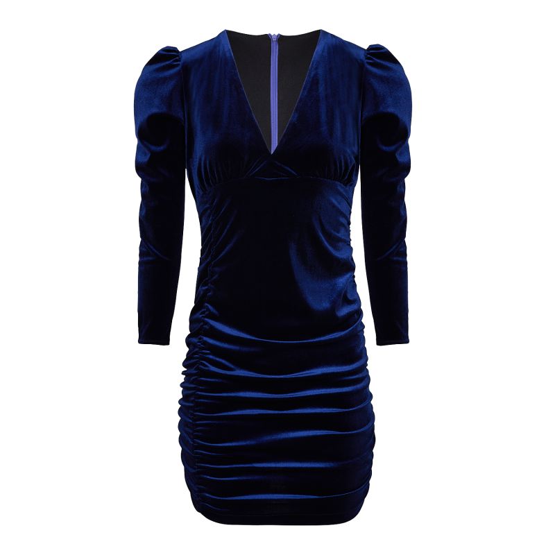 Olivia Mini Velvet Dress Blue image