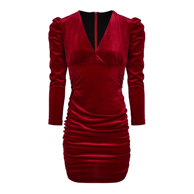 Olivia Mini Velvet Dress Red image