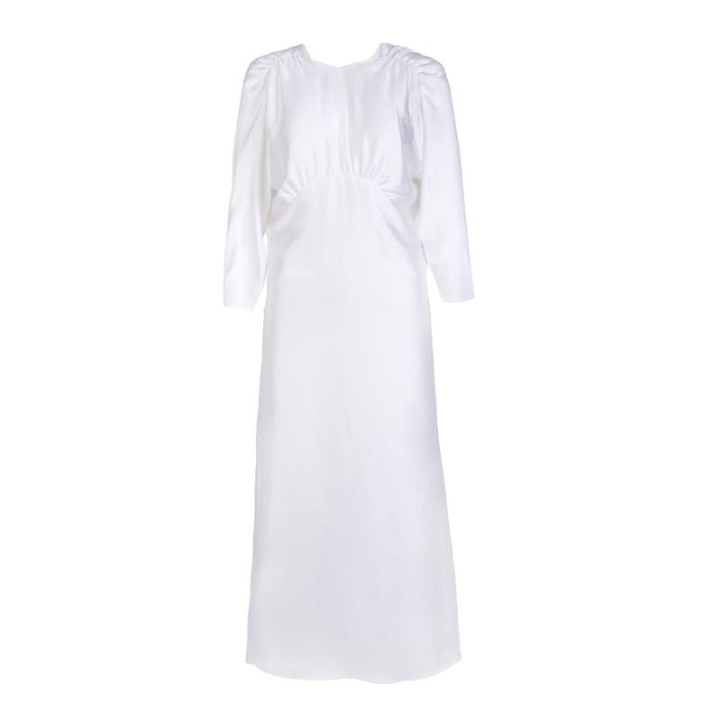 Olivia Silk Satin In Pearl White With Cloak Sleeves image