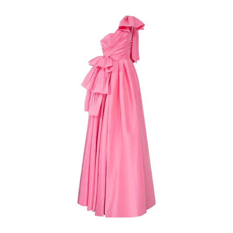 Olivia Taffeta Bow Tie Dress - Pink image