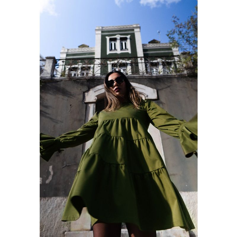 Olmo - Dark Green Dress With Ruffles image