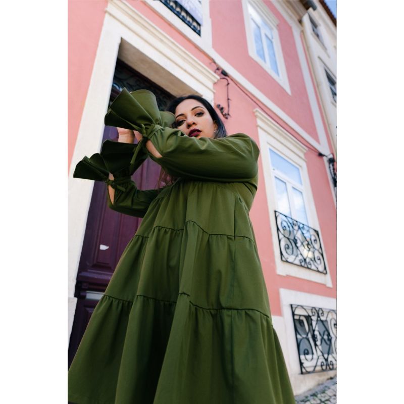 Olmo - Dark Green Dress With Ruffles image