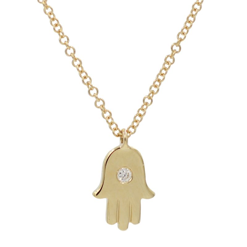 Mini Hamsa Necklace With Diamond image