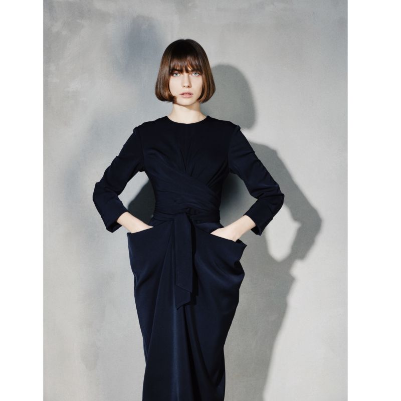 Designer Midi Dress With Belt - Black | Julia Allert | Wolf & Badger