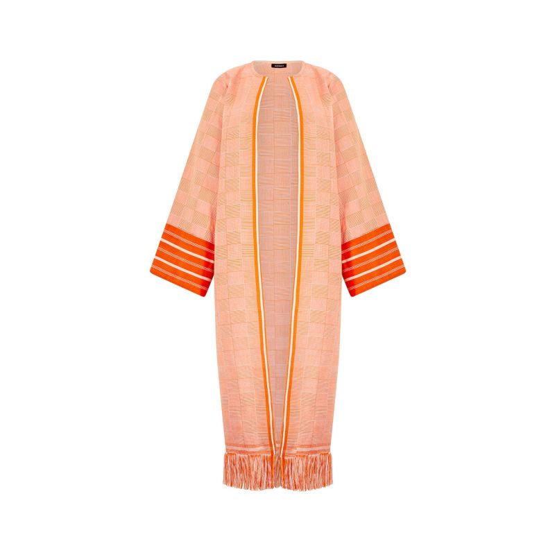 Oma Akwete Kimono Abaya - Orange image