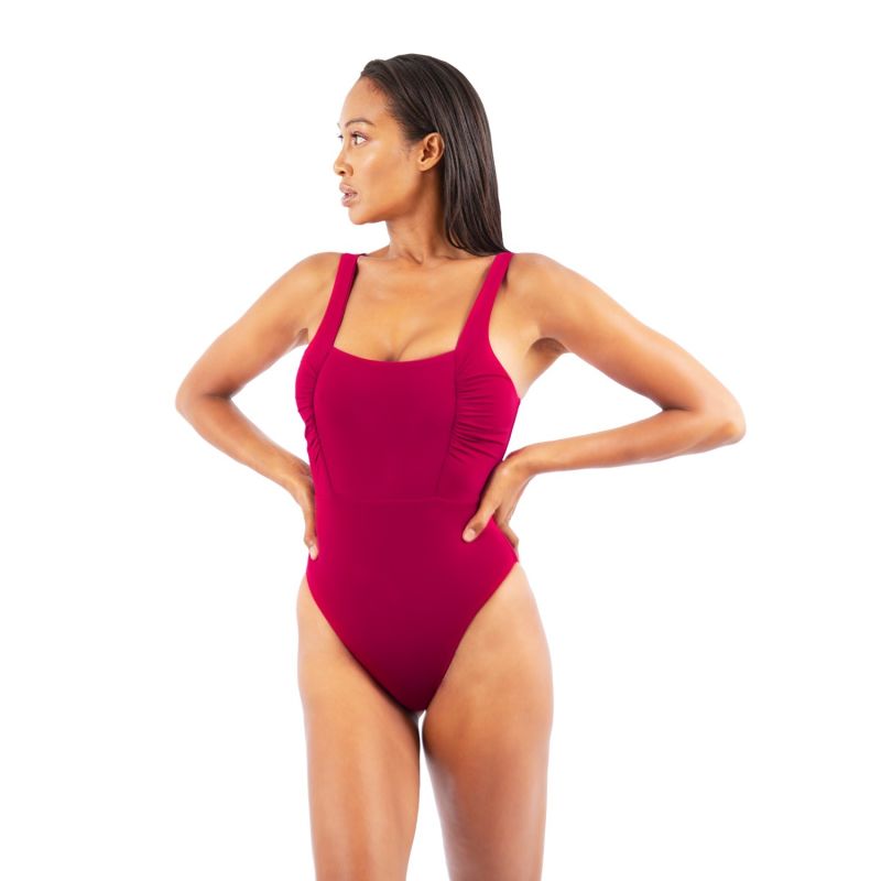 Saint Tropez Ruffled One-Piece Swimsuit In Red Coral image