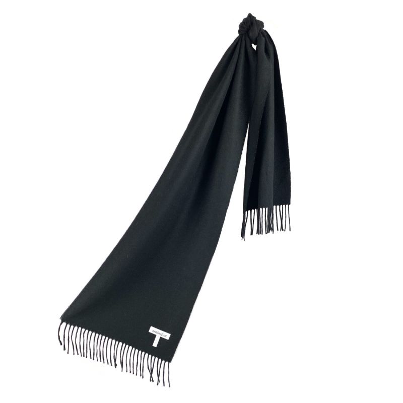 Black Baby Alpaca Fringed Scarf image