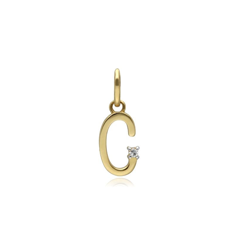 Letter C Diamond Pendant Charm In Yellow Gold image