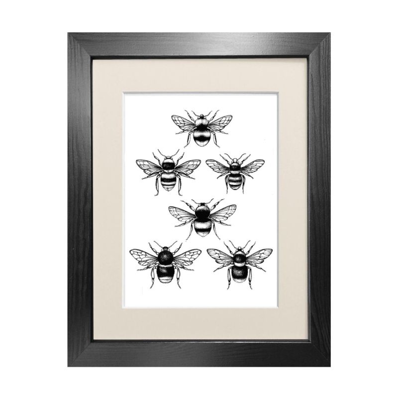 'British Bees' - Fine Art Print A5 image