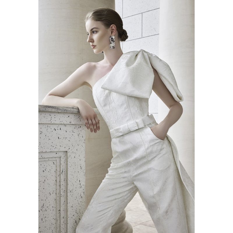 One-Shoulder Jumpsuit With Exaggerated Bow image