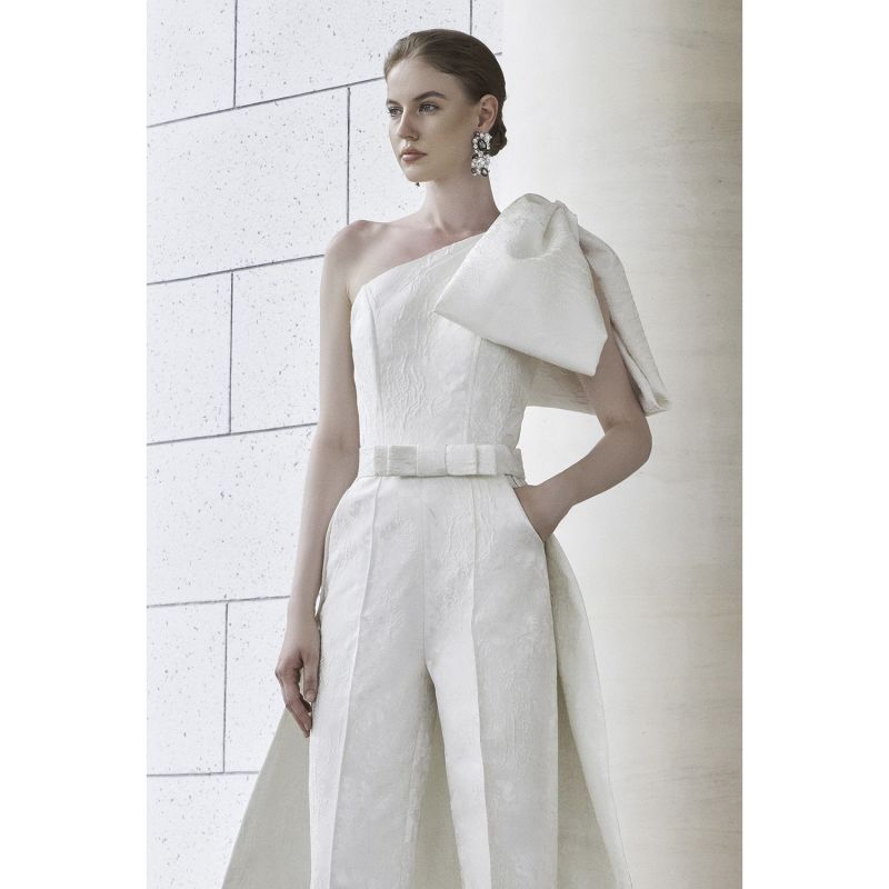 One-Shoulder Jumpsuit With Exaggerated Bow image
