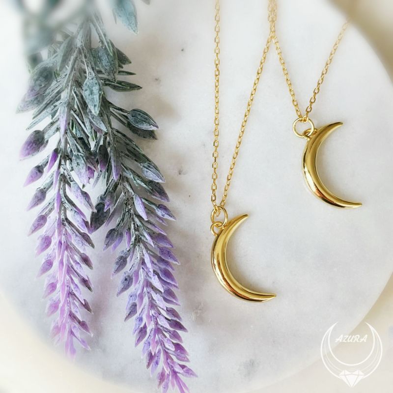 Crescent Moon Pendant Necklace | Azura Jewelry New York | Wolf & Badger