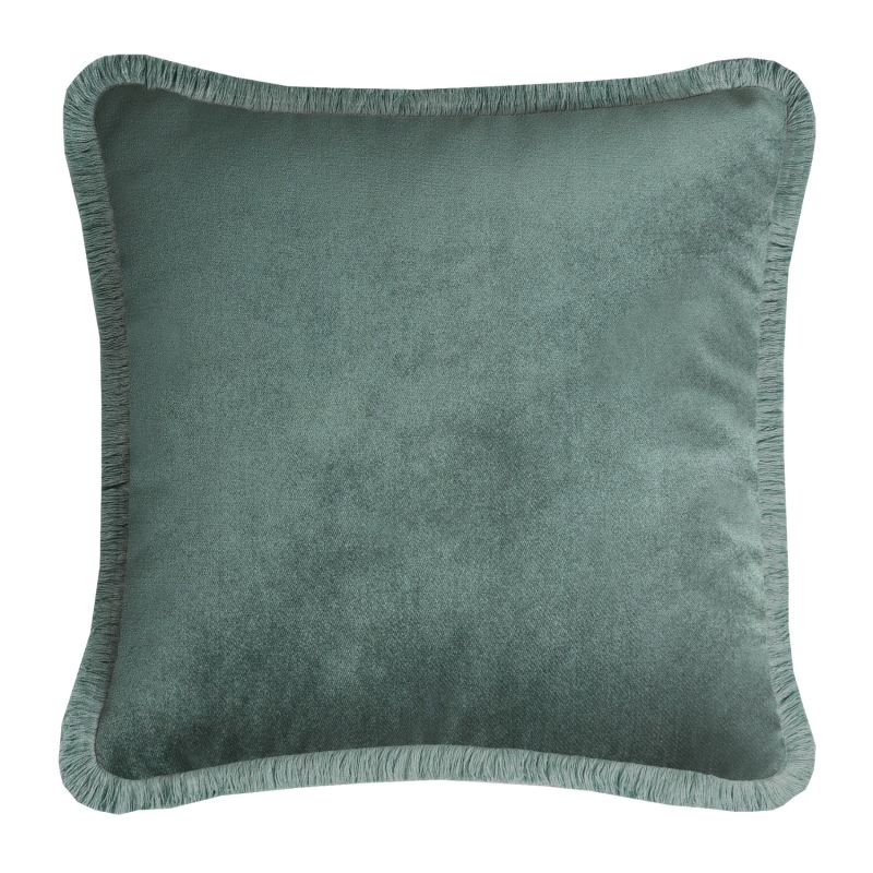 Happy Pillow Velvet Teal With Teal Fringes image