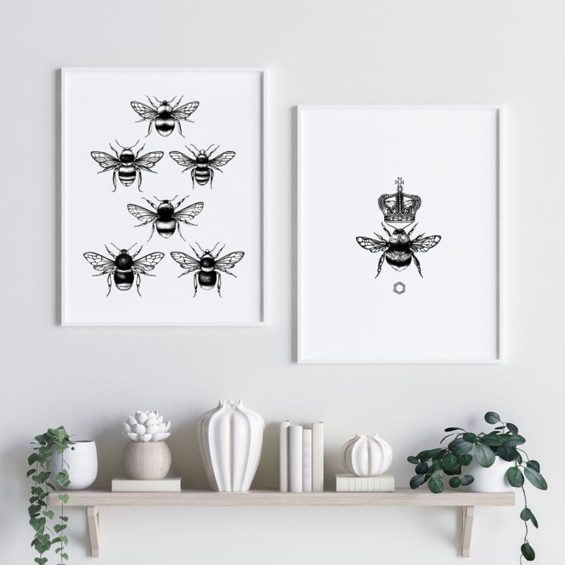 'British Bees' - Fine Art Print A4 image