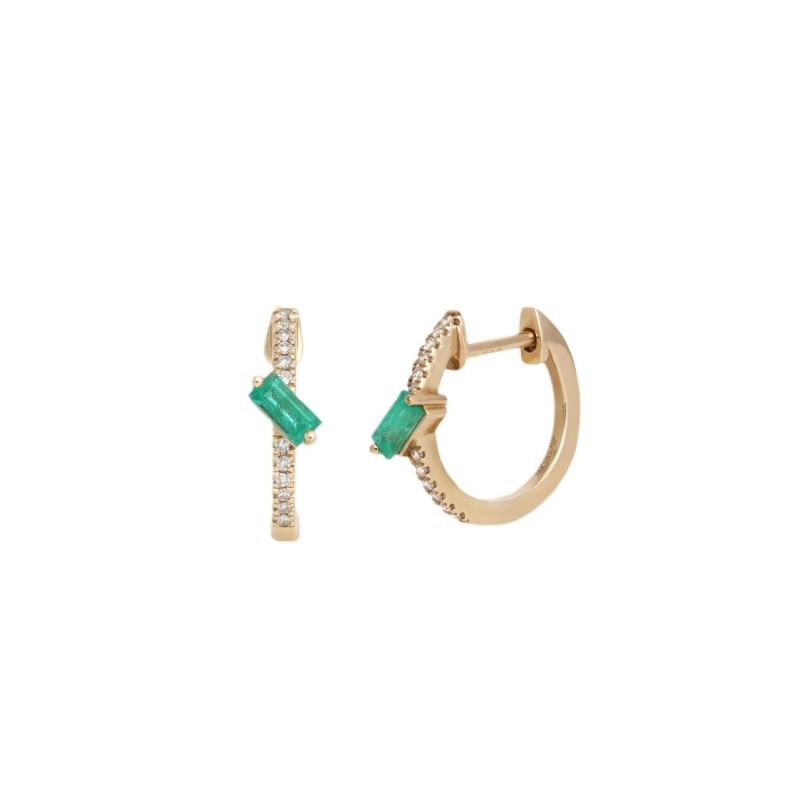 Leo Emerald And Diamond Earrings - White image