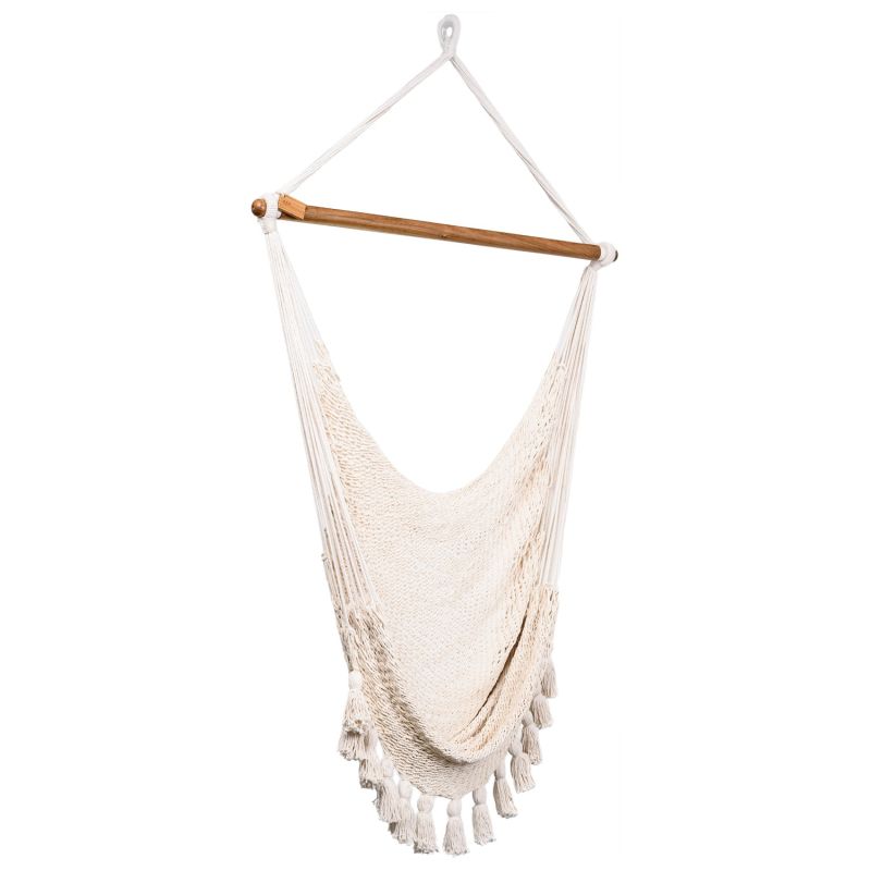 Boho Natural Cotton Hammock Swing With Tassels image