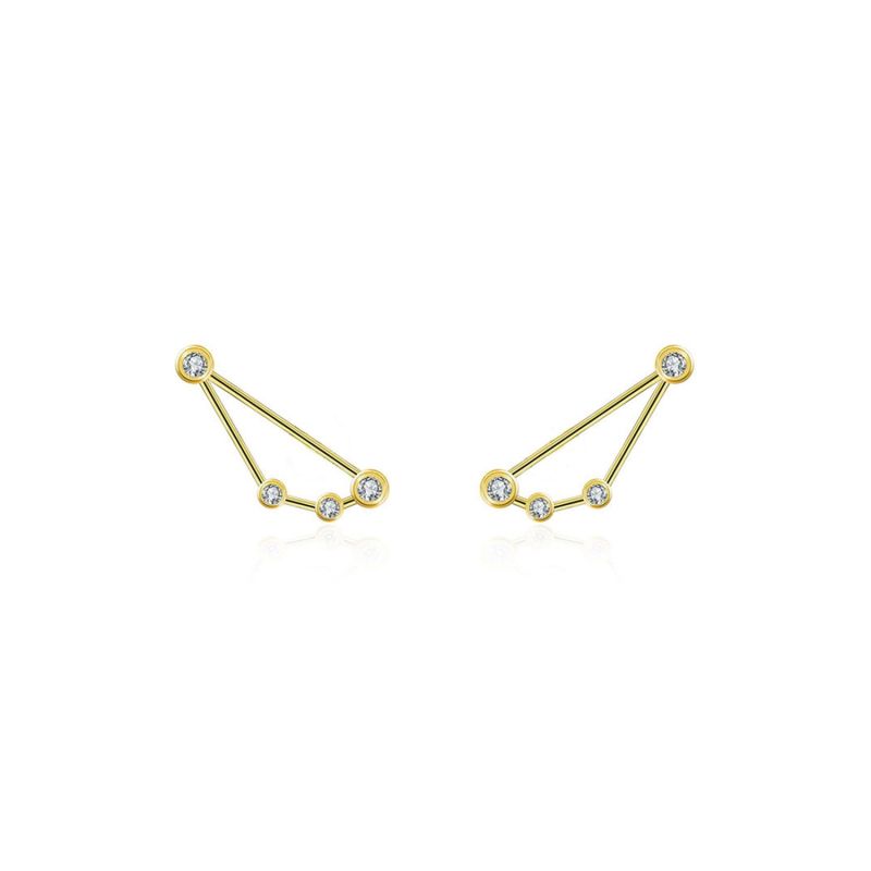 Capricorn Zodiac Constellation Earring 18K Yellow Gold & Diamond image